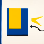 Suprematist abstract painting by Kazimir Malevich featuring a geometric interpretation of an electrical meter and power surge. Minimalist composition of bold navy blue and vibrant yellow geometric shapes on a stark white background. Flat textures, sharp edges, avant-garde electrical concept. ##no humans##, ##no text##.
