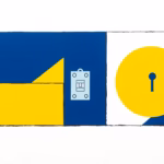 Suprematist abstract painting by Kazimir Malevich featuring a schematic electric circuit with a circuit breaker symbol. Minimalist composition of bold navy blue and vibrant yellow geometric shapes on a stark white background. Flat textures, sharp edges, avant-garde electrical concept. No humans, no text.