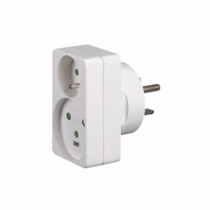 Adaptateur 1 fiche 2P+T 16A + 1 fiche 2P+T 20A sur prise 32A Legrand réf 0 900 35 ; Fiche bipolite avec 2 prises latérales terre 16A 230V 3680W bouton extraction réf 0 506 37 ; Prise 2P+T Céliane Surface Confort USB Type-C intégré avec plaque réf CG0140 / CJ0140