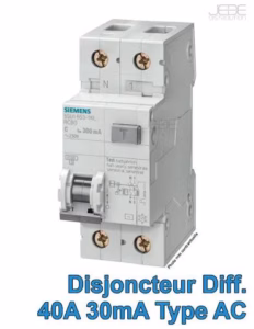 Disjoncteur différentiel Type A 30 mA 40 A
