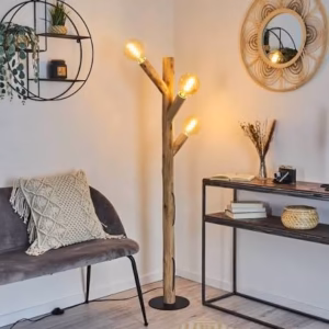 Lampadaire Pozos bois clair/noir