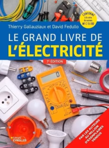 Livre pratique électricité bâtiment pour bricoleurs exigeants (amzn.to/3TcrEvL) ; multimètre numérique avec fonction ohmmètre pour tester les cartouches ; lot de cartouches fusibles céramique gG calibres 10/16 A ; interrupteur différentiel 40 A 30 mA type AC