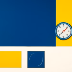 Suprematist abstract painting in the style of Kazimir Malevich featuring a gas boiler with radiators, a large circular reset button and a pressure gauge showing the needle in the green zone. Minimalist composition of bold navy blue and vibrant yellow geometric shapes on a stark white background. Flat textures, sharp edges, avant-garde heating concept. No humans, no text.