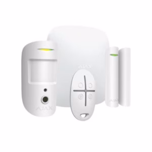 Alarme maison sans fil AJAX Starter Kit ; Détecteur de mouvement extérieur Ajax MotionCam Outdoor avec photo à la demande et immunité animaux ; Kit vidéosurveillance IP HiLook 4 caméras 4K PoE avec NVR 8 canaux