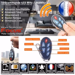 Pack Mini Alarme Garage sans abonnement 4G GSM 433 MHz (centrale HA-VGT + détecteur d'ouverture MD-212R + 2 télécommandes + 2 badges RFID)