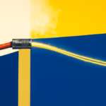 Suprematist abstract painting by Kazimir Malevich featuring an antique copper telephone cable morphing into a sleek glowing fibre optic strand. Minimalist composition of bold navy blue and vibrant yellow geometric shapes on a stark white background. Flat textures, sharp edges, avant-garde electrical concept. No humans, no text, no letters, no watermark, no logo.