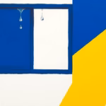 Suprematist abstract painting by Kazimir Malevich featuring a window frame with condensation droplets forming geometric rivulets. Minimalist composition of bold navy blue and vibrant yellow geometric shapes on a stark white background. Flat textures, sharp edges, avant-garde electrical concept. No text, no letters, no numbers, no watermarks, no signature, no humans.