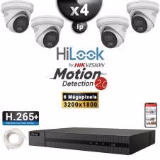 04 €) — Europ-Camera | Kit Vidéo Surveillance IP HiLook 4 caméras POE dôme LED 30M 6 MP + NVR 8 canaux 2000 Go (470