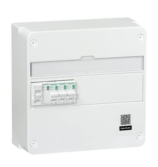 Coffret tableau électrique secondaire 1 rangée équipé 4 disjoncteurs