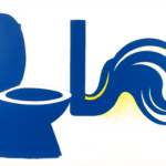Suprematist abstract painting by Kazimir Malevich featuring a stylized toilet bowl and a ventilation pipe releasing swirling air currents. Minimalist composition of bold navy blue and vibrant yellow geometric shapes on a stark white background. Flat textures, sharp edges, avant-garde plumbing and ventilation concept. No humans, no text overlay.